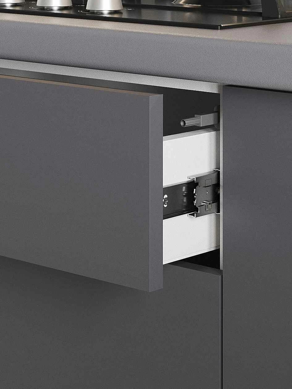 Кухонный гарнитур Комби 2.6 м, мебель для дома и кухни, Белый / Бланж / Графит